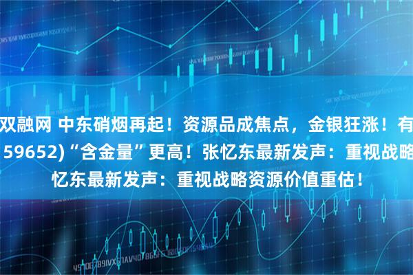 双融网 中东硝烟再起！资源品成焦点，金银狂涨！有色ETF汇添富(159652)“含金量”更高！张忆东最新发声：重视战略资源价值重估！